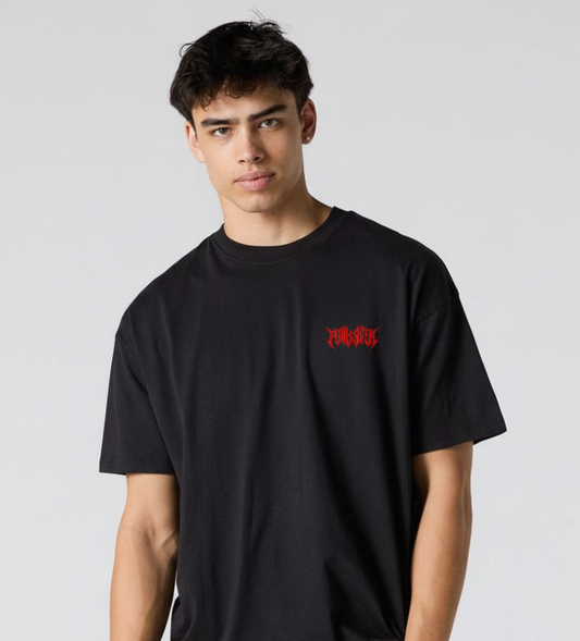 Red Metal Demon Graphic Tee (Premium oversized, unisex tee )
