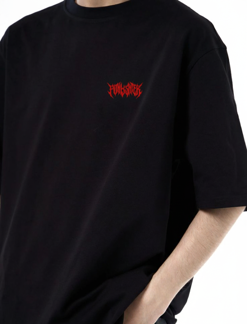 Red Metal Demon Graphic Tee (Premium oversized, unisex tee )
